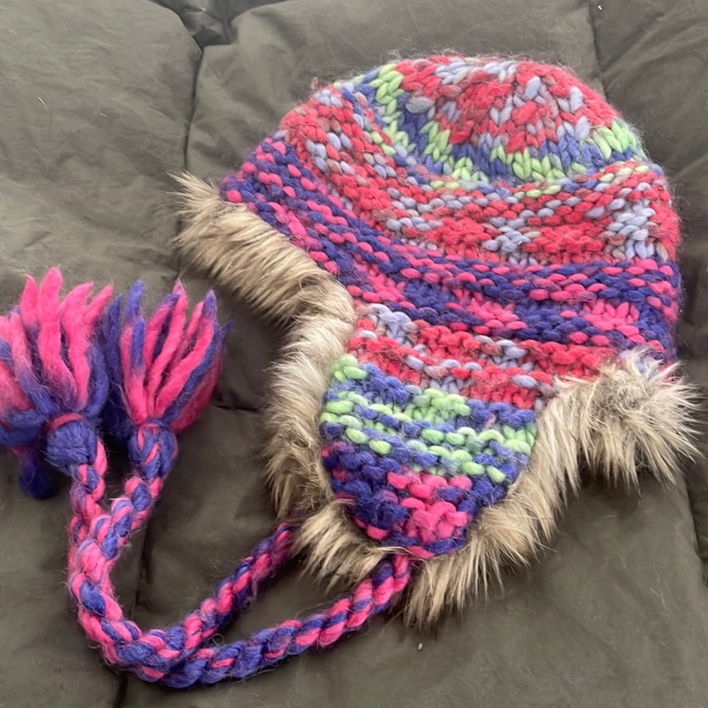 Fur lined hat.